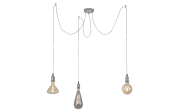Pendelleuchte Diy in stahlfarbig, 3-flammig / 120 cm