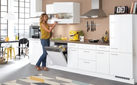 Einbauküche Focus, Lack alpinweiß Ultra-Hochglanz, inklusive Elektrogeräte