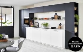 Einbauküche Esilia, graphit, inklusive AEG Kochfeldabzug und inklusive AEG Elektrogeräte