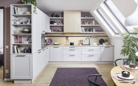 Einbauküche Ravenna,  weiß/beige, inklusive AEG Elektrogeräte