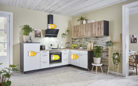 Einbauküche PN80/PN100, weiß/Honig Eiche Nachbildung, inklusive Elektrogeräte