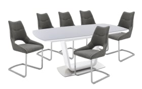 Stuhlgruppe Aldrina/Xander in grau, mit Tischplatte aus Glas
