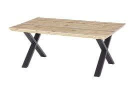 Couchtisch Asola, Asteiche massiv, X-Gestell
