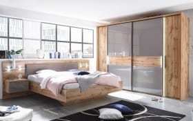 Schlafzimmer Milano in Wildeiche-Nachbildung/Basaltgrau, inklusive Beleuchtung