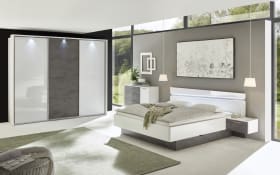 Schlafzimmer 4002 in weiß Hochglanz/Absetzung in betonoxyd
