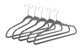 5er-Set Kleiderbügel mit Hosenaufhänger in grau