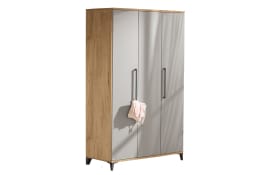 Drehtürenschrank Linas in Eiche Montana, 3-türig in kieselgrau, Breite ca. 124 cm