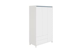 Drehtürenkleiderschrank Olli, kreideweiß, blau matt