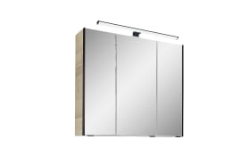 Spiegelschrank 3-türig, Polar Pinie Nachbildung, Absetzung in schwarz