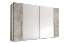 Schwebe-/Drehtürenschrank Match II, Beton Nachbildung/weiß, 312 x 225 cm