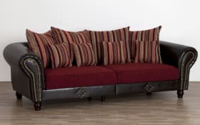 Bigsofa Carlos, rot, dunkelbraun, inkl. Kissen