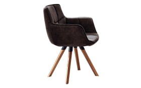 Designsessel Tamina in mocca, mit Stativ-Gestell aus massiver Wildeiche