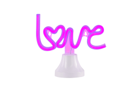 LED-Neon-Tischleuchte Love in pink/weiß, 19,5 cm