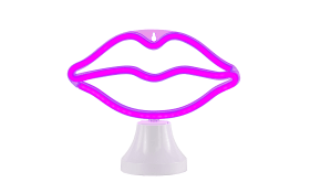 LED-Neon-Tischleuchte Lippen in pink/weiß, 19,5 cm