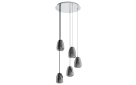 Pendelleuchte Alobrase in chrom/schwarz, 5-flammig
