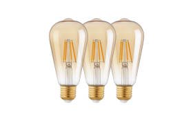 LED-Leuchtmittel 4 W / E27 / 360 Lm / 2200 K Kolben in amber, 3er-Set 