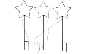 3er Set LED-Stern Neonstar mit Erdspieß in schwarz/weiß, 60 cm