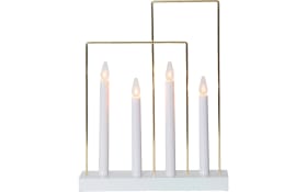 Dekoleuchte Kerzenständer Glossy Frame in weiß/messingfarbig, 36 cm