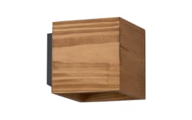 Wandleuchte Block Wood in Kiefer gebeizt/schwarz, 11 x 11 cm