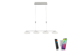 LED-Pendelleuchte CCT Q-Etienne in stahlfarbig, 4-flammig