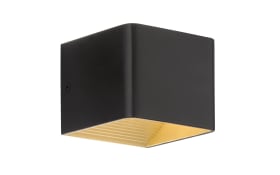 LED-Wandleuchte Dan in schwarz matt/goldfarbig, 10 x 8 cm