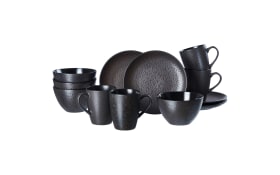 Frühstücksservice Kitwe aus Keramik in schwarz, 12 teilig