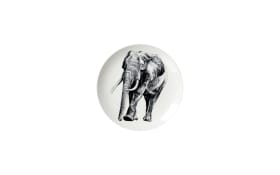 Dessertteller Safari Elefant aus Porzellan in schwarz