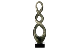 Skulptur Turn aus Glas in grau/schwarz, 39 cm