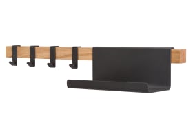Garderobenleiste mit Ablage Bord aus Eiche/schwarz