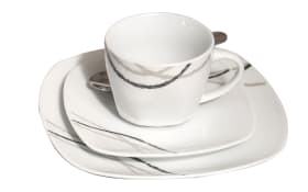 Kaffeeservice aus Keramik in weiß mit grauen Design, 18-teilig