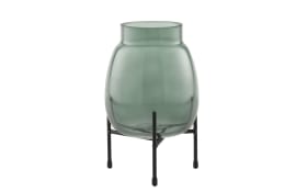 Vase auf Gestell in grün/schwarz, 19 cm