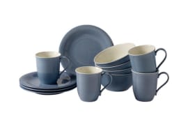 Frühstücksset Horizon Color Loop aus Porzellan in hellblau, 12-teilig