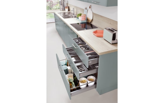 Einbauküche Touch, Lacklaminat aqua supermatt, inklusive Elektrogeräte, inklusive AEG Geschirrspüler-02