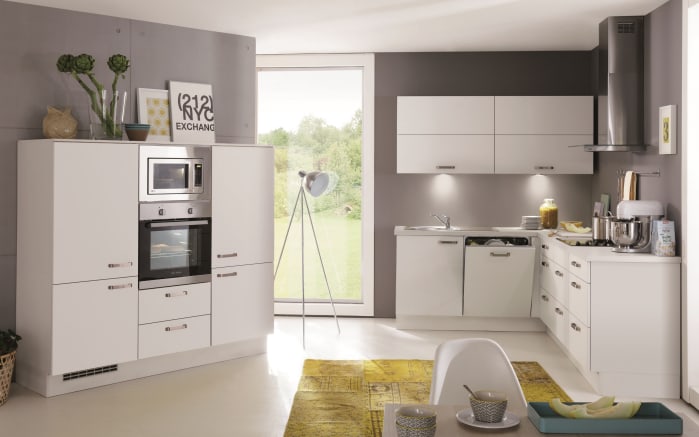 Einbauküche Sontra, weiß softmatt, inklusive Elektrogeräte-01
