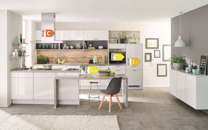 Einbauküche Felde, Lacklaminat Hochglanz schiefergrau, inklusive AEG Elektrogeräte-04