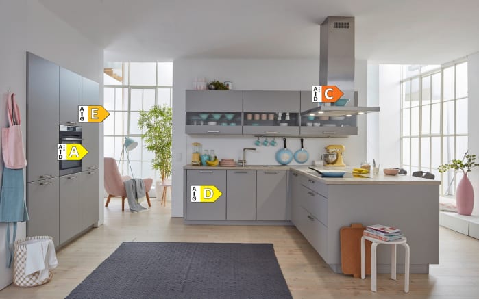 Einbauküche Ferna, steingrau matt, inkl. AEG Elektrogeräte-03
