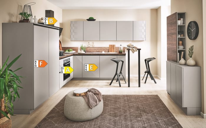 Einbauküche Ferna, seidengrau matt, inklusive Bosch Elektrogeräte-04