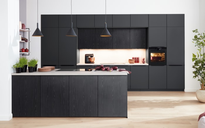 Einbauküche Torna/Stadum, schwarz, inklusive AEG Elektrogeräte-01