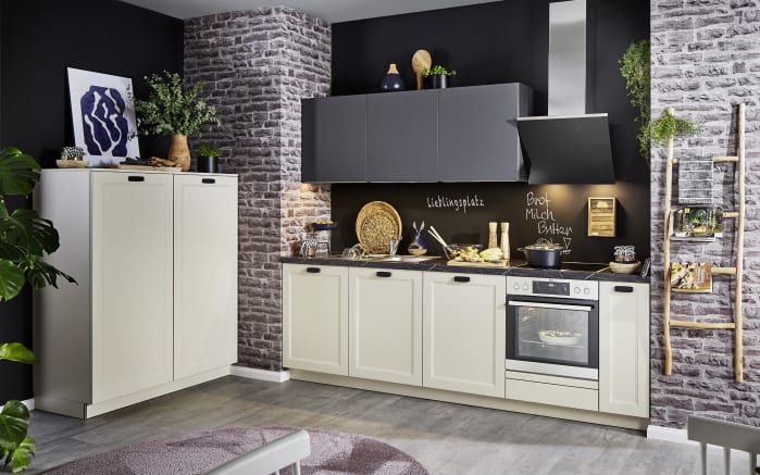 Einbauküche Ravenna/Uno, creme, inklusive Privileg Elektrogeräte-01