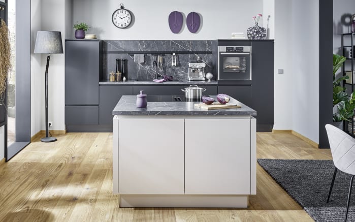 Einbauküche Laser soft, schwarz, inkl. Miele Elektrogeräte-01