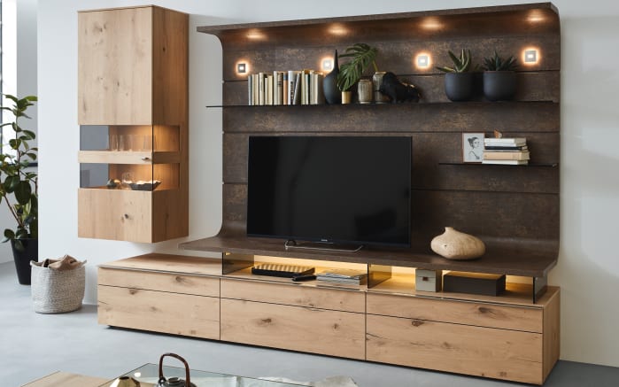 Wohnwand Treviso In Balkeneiche Natur Furniert Rostoptik Online Bei Hardeck Kaufen