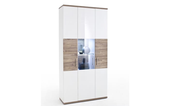 Kombivitrine Luzern In Weiss Hochglanz Sterling Oak Optik Online