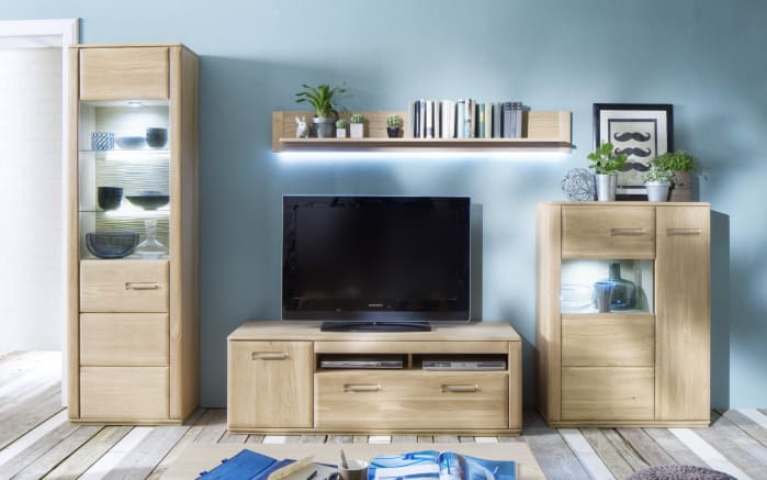 Wohnwand 1028 in Eiche Bianco massiv / furniert online bei ...