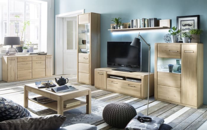 Wohnwand 1028 in Eiche Bianco massiv / furniert online bei ...
