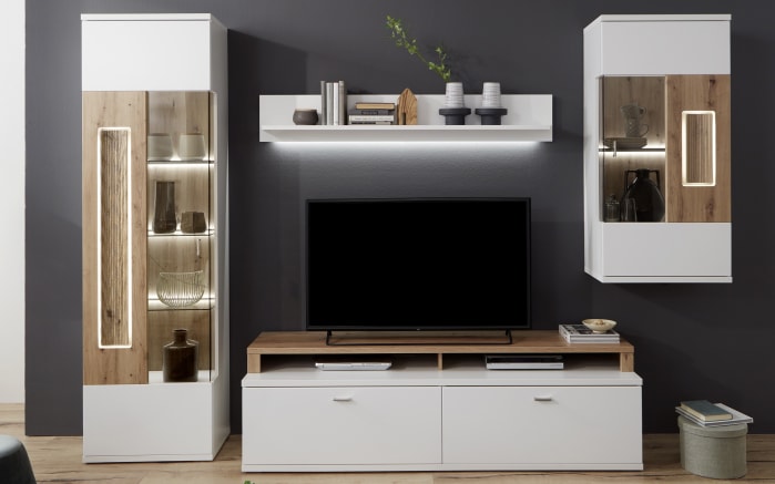 Wohnwand Eiche Weiss Zuhause