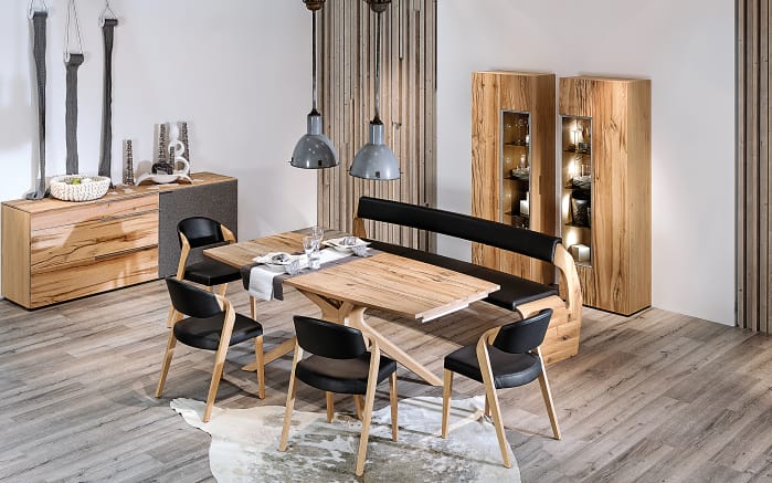 Stuhlgruppe V-Alpin in Leder schwarz/Eiche Altholz online ...