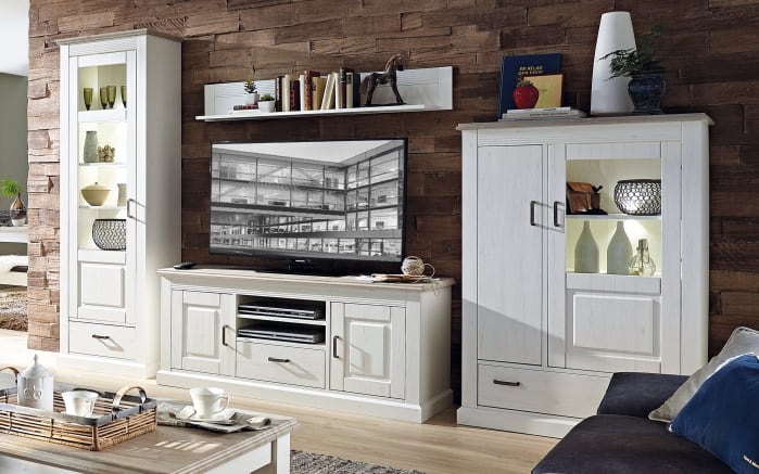 Wohnwand Lima In Pinie Hell Mit Led Beleuchtungen Online Bei Hardeck Kaufen .weitere angebote ¤ artikelbeschreibung wohnwand georgia in pinie struktur weiß dekor 365 cm schrankwand landhausstil details: wohnwand lima in pinie hell mit led beleuchtungen