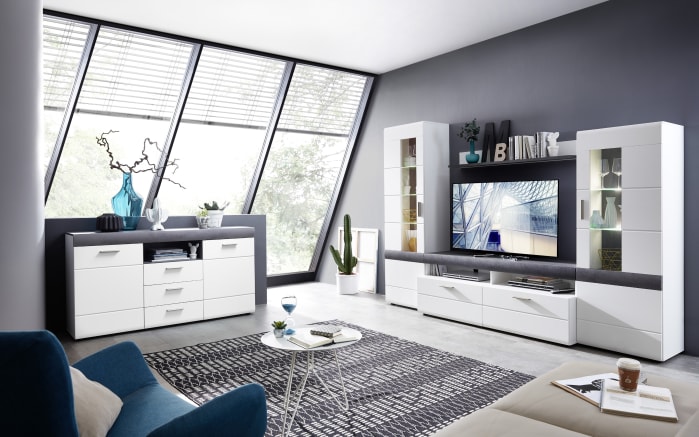 wohnwand paris in lack laminat weiss matt betonoxid nachbildung dunkel online bei hardeck kaufen