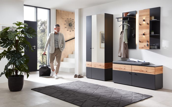 Garderobenkombination Lazise, schwarz/Eiche rustico-03