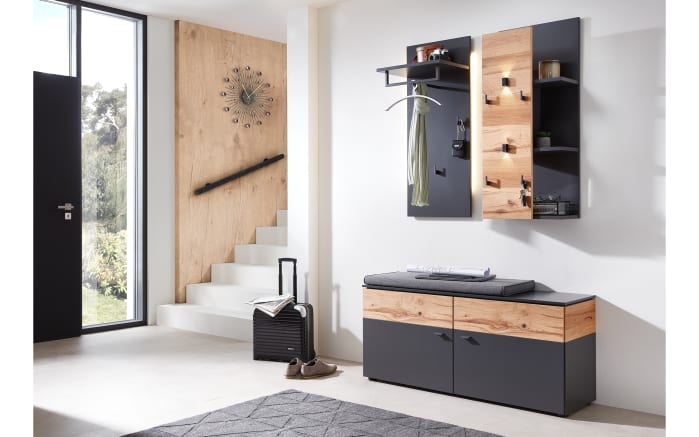 Garderobenkombination Lazise, schwarz/Eiche rustico-04